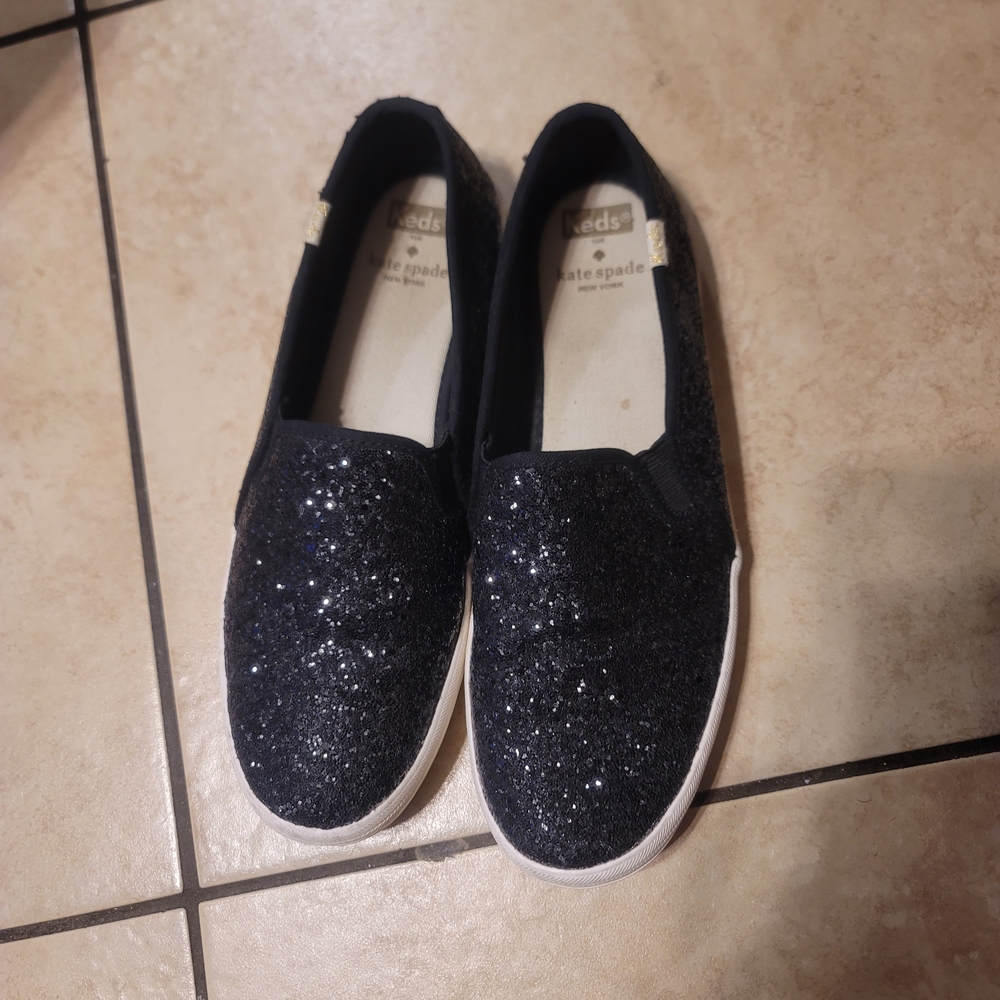 Kate Spade Keds Sparkly Slip-On Sneakers - Black